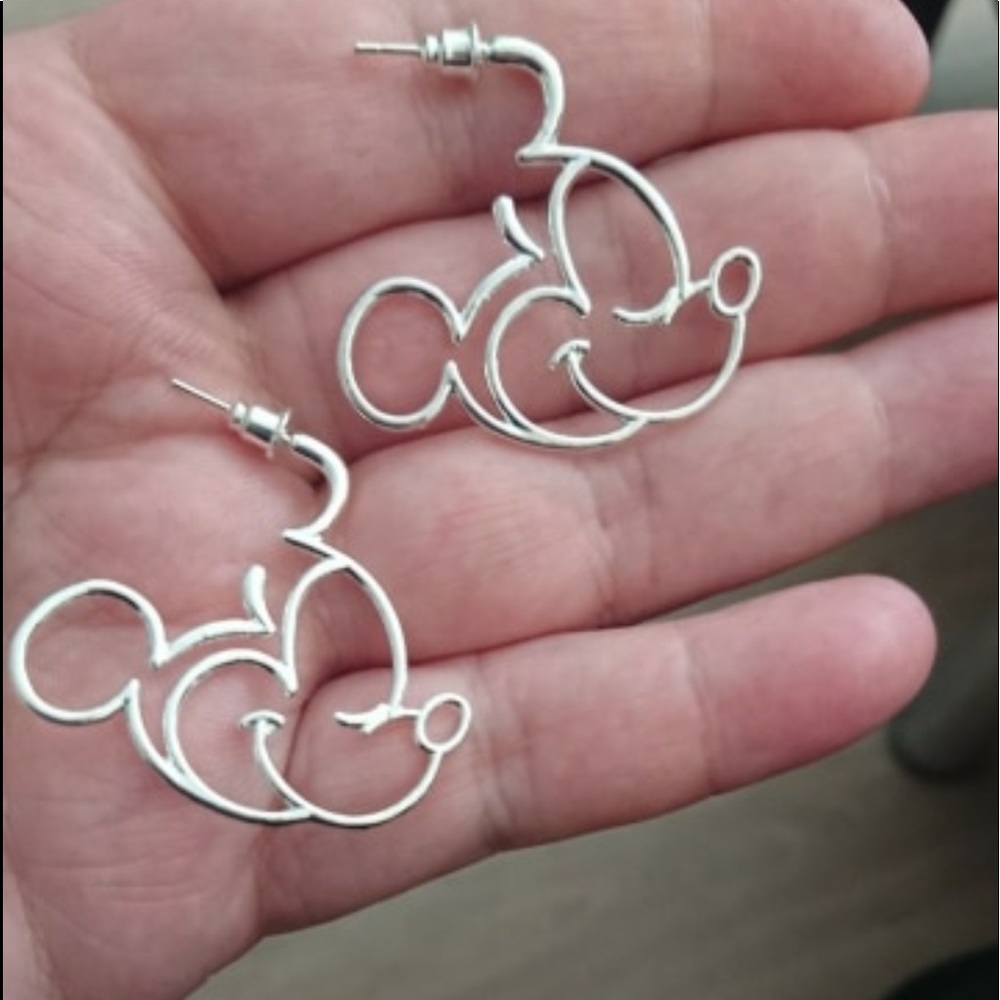 (N1) Silver Mickey Earrings - Picture 2 of 6